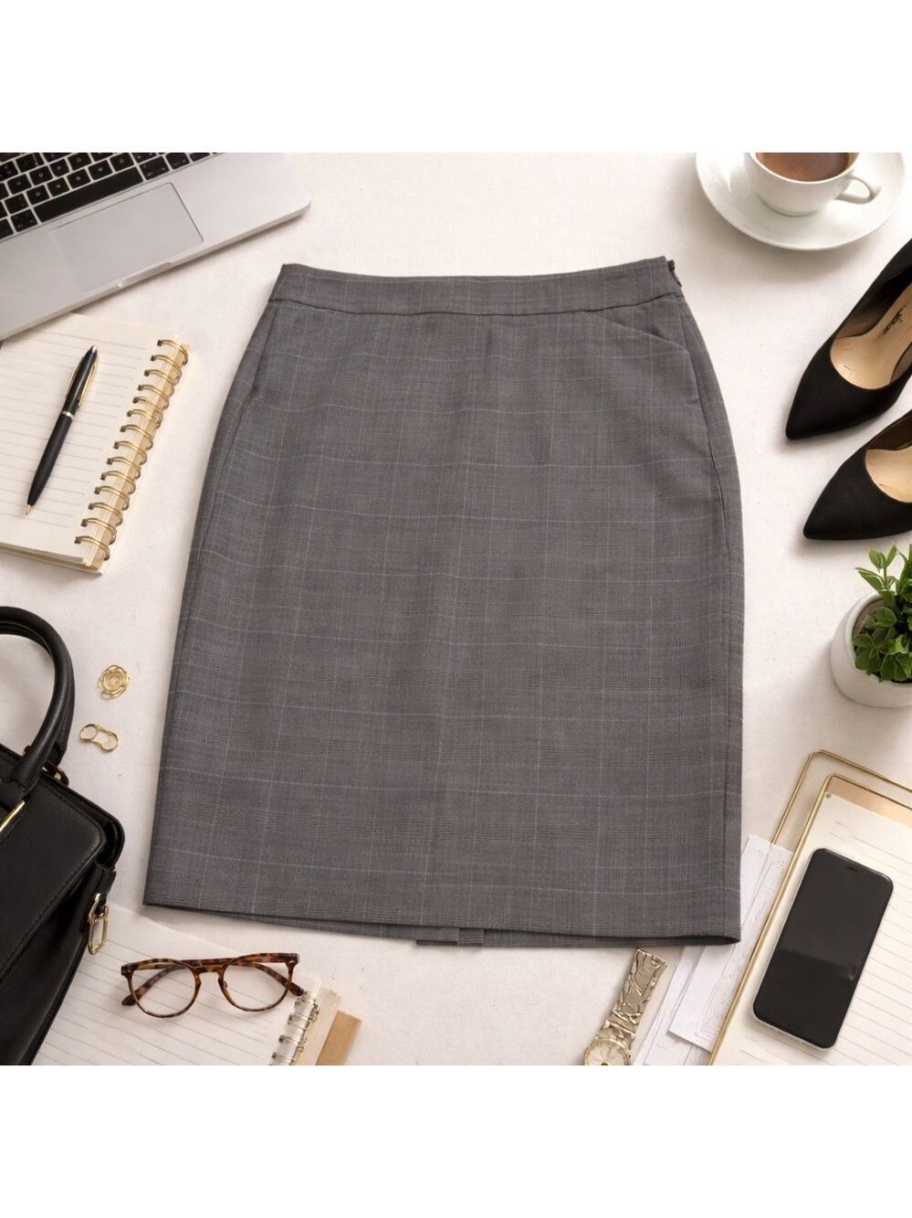 Theory Grey Pencil Skirt Womens Size 0 Tailored Career Office - Picture 6 of 6